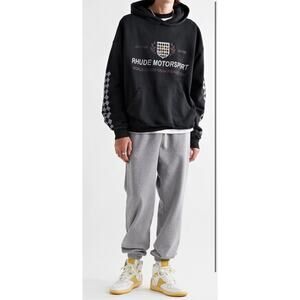 Rhude - Logo-Print Cotton-Jersey Hoodie / Black/ Small